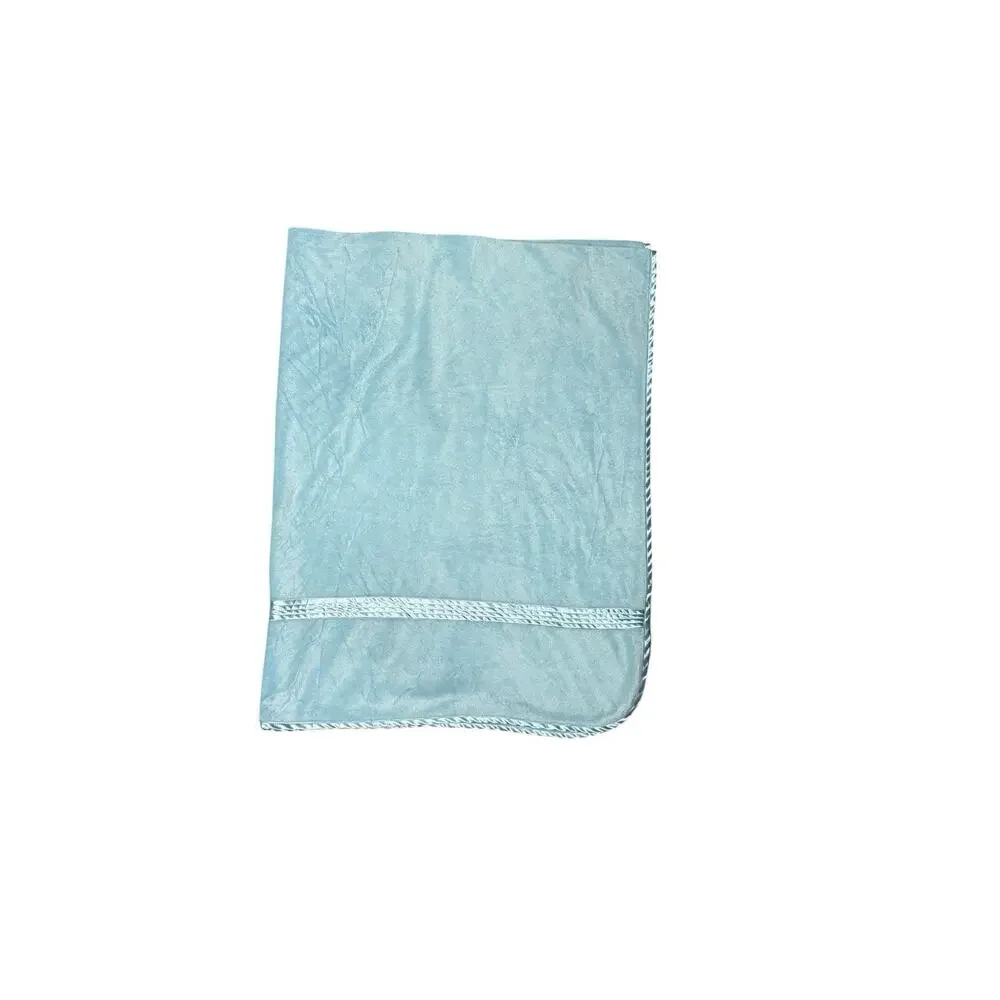 Jockey Vintage Light Blue Throw Blanket Soft Fleece Satin Trim Accent Cover